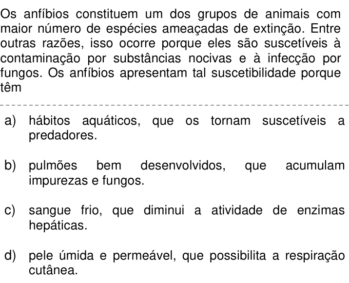 Questão 82 no caderno Q da UNICAMP 2018