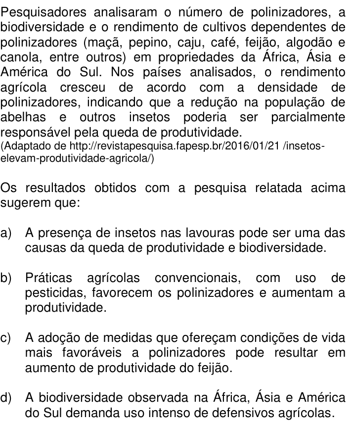 Questão 39 no caderno Q da UNICAMP 2017