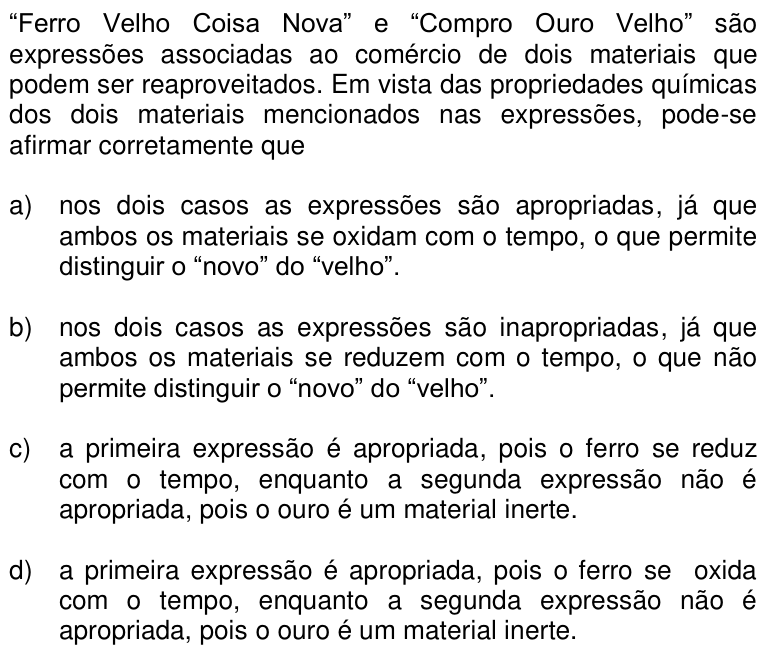 Questão 76 no caderno Q da UNICAMP 2017