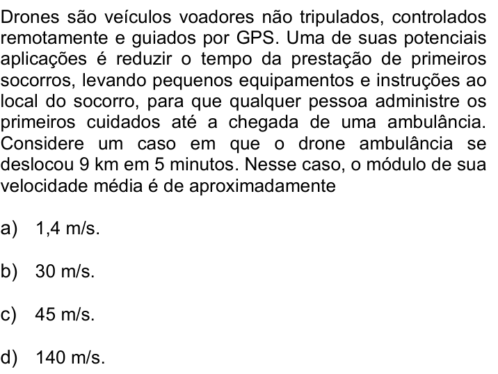 Questão 1 no caderno Q da UNICAMP 2016