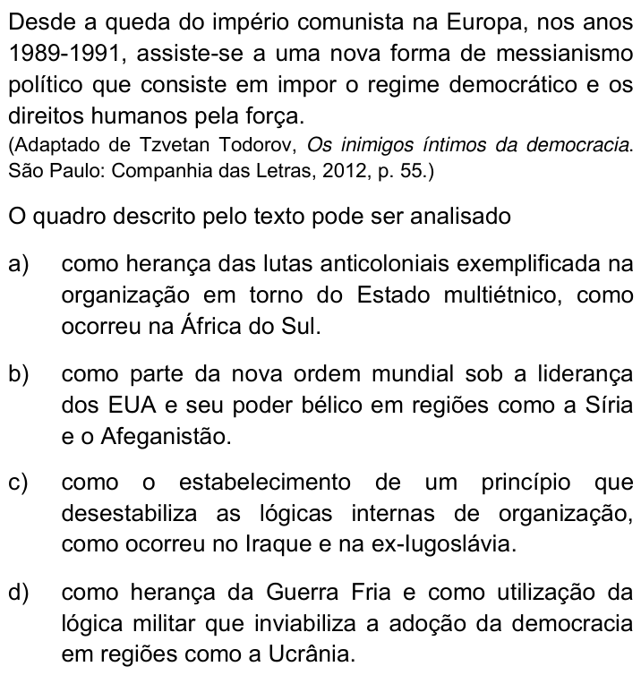Questão 64 no caderno Q da UNICAMP 2016