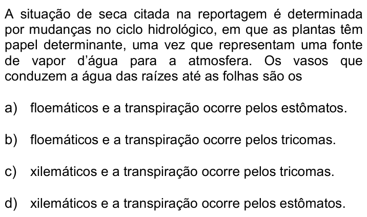 Questão 39 no caderno Q da UNICAMP 2015