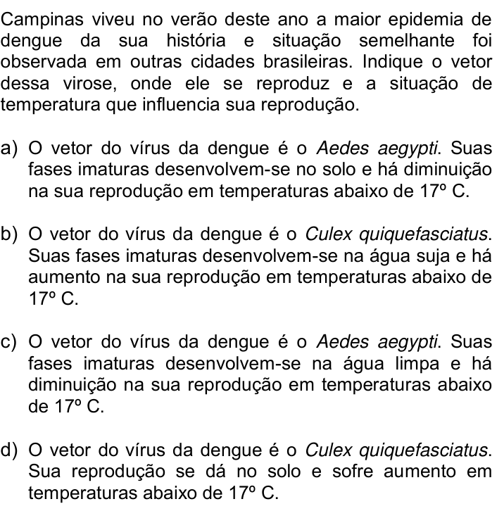 Questão 42 no caderno Q da UNICAMP 2015