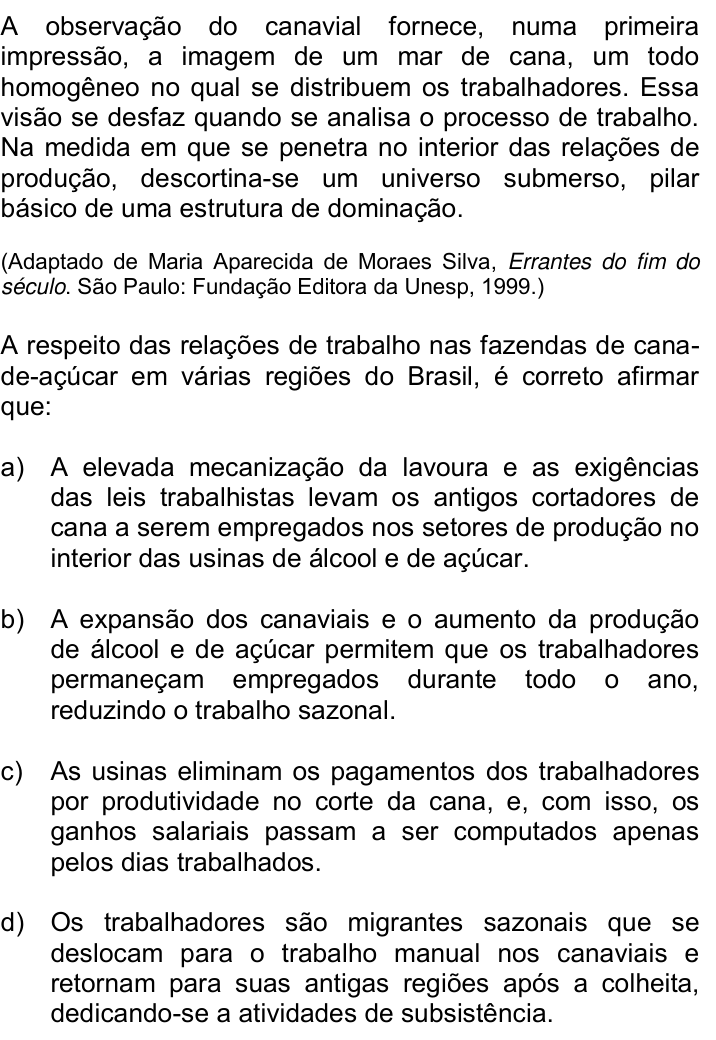 Questão 74 no caderno Q da UNICAMP 2015