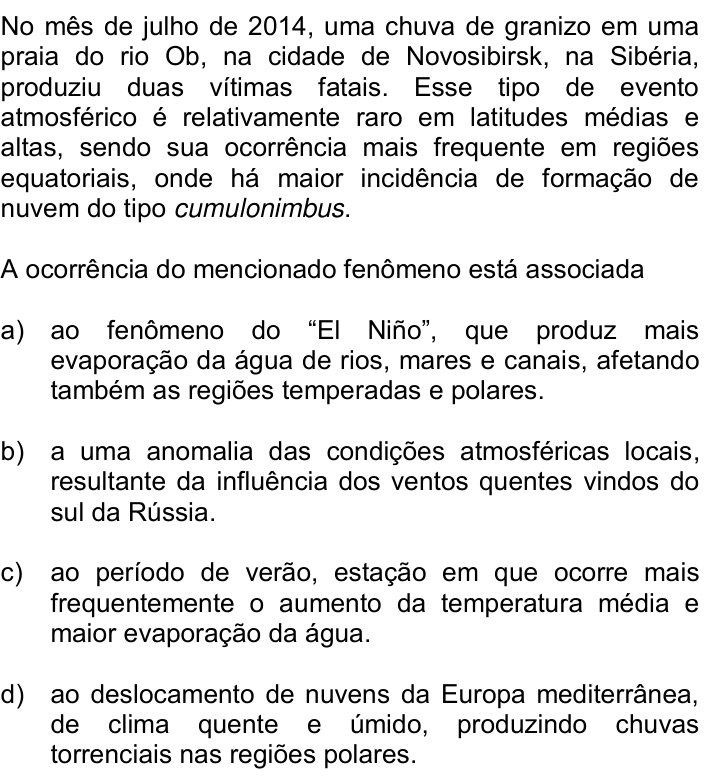Questão 78 no caderno Q da UNICAMP 2015