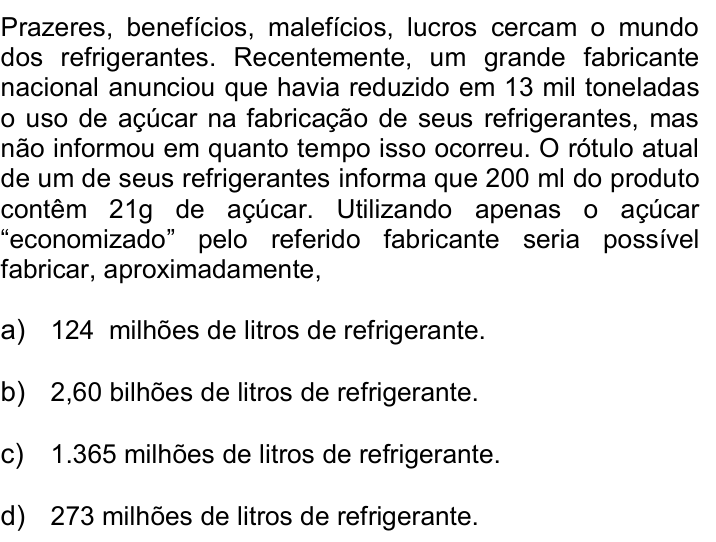 Questão 81 no caderno Q da UNICAMP 2015
