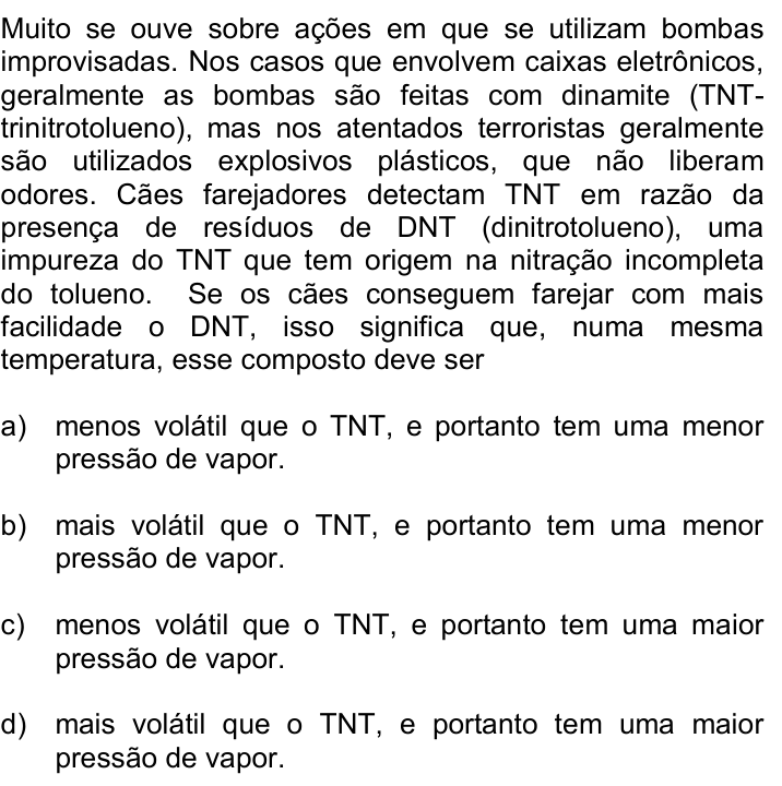 Questão 83 no caderno Q da UNICAMP 2015