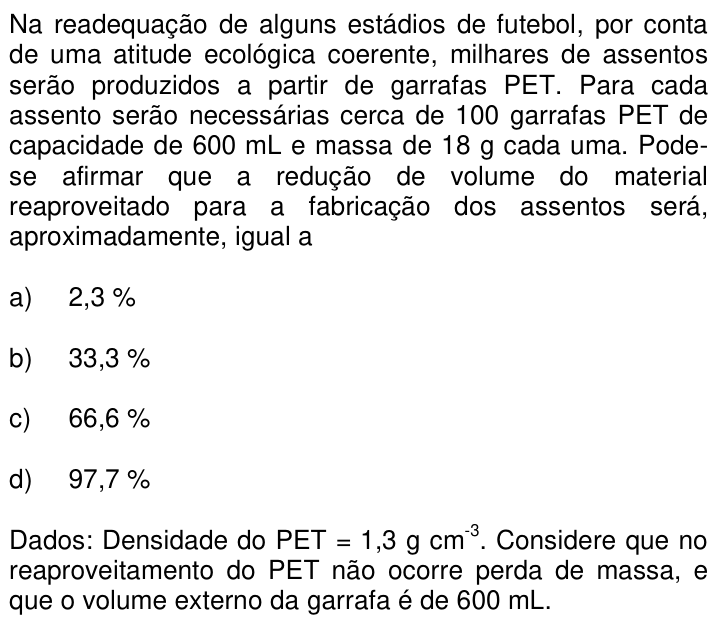 Questão 25 no caderno Q da UNICAMP 2014