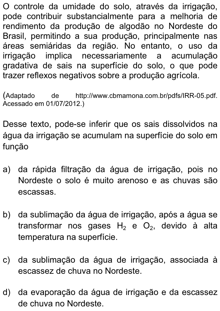 Questão 26 no caderno Q da UNICAMP 2013