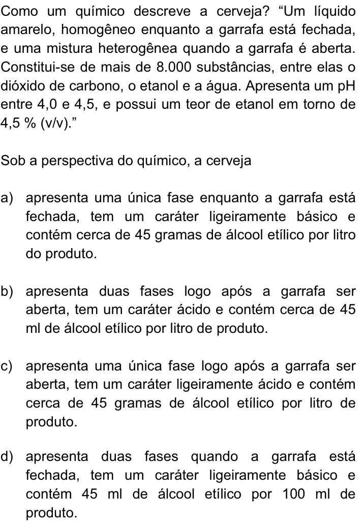 Questão 27 no caderno Q da UNICAMP 2013