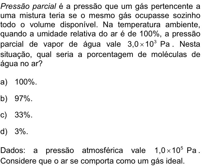 Questão 33 no caderno Q da UNICAMP 2013