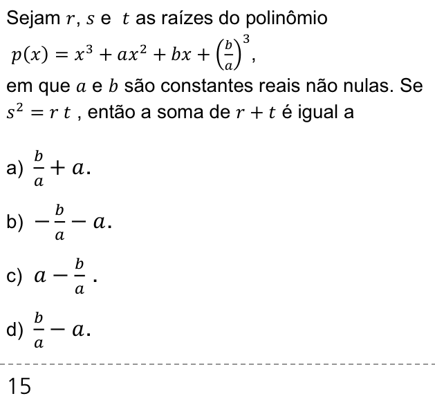 Questão 46 no caderno Q da UNICAMP 2013