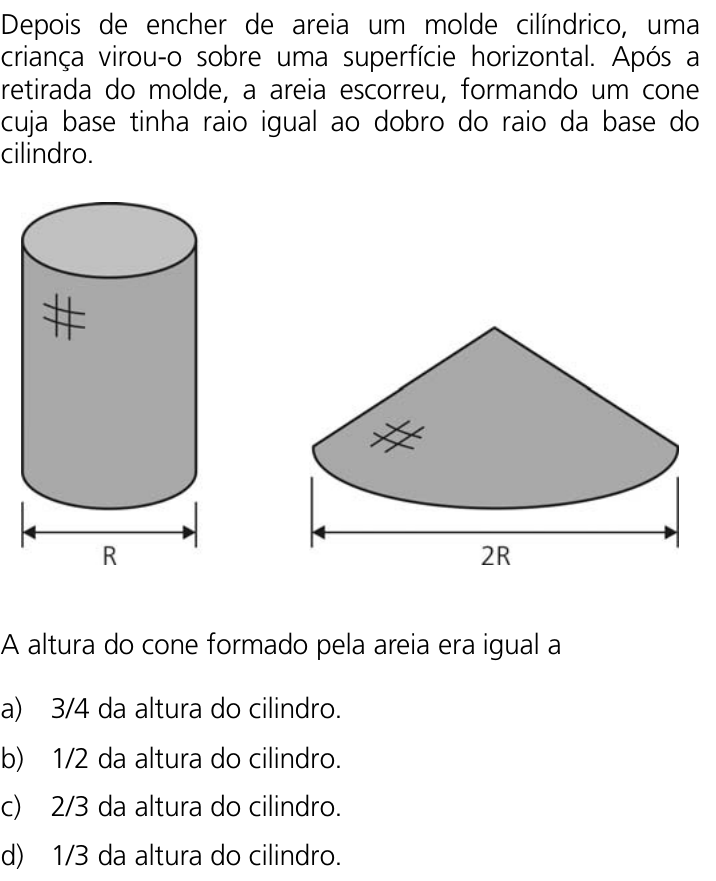 Questão 23 no caderno Q da UNICAMP 2011