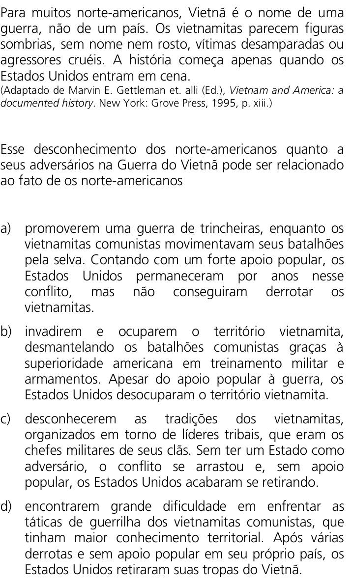 Questão 38 no caderno Q da UNICAMP 2011