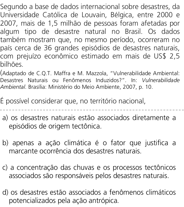 Questão 42 no caderno Q da UNICAMP 2011