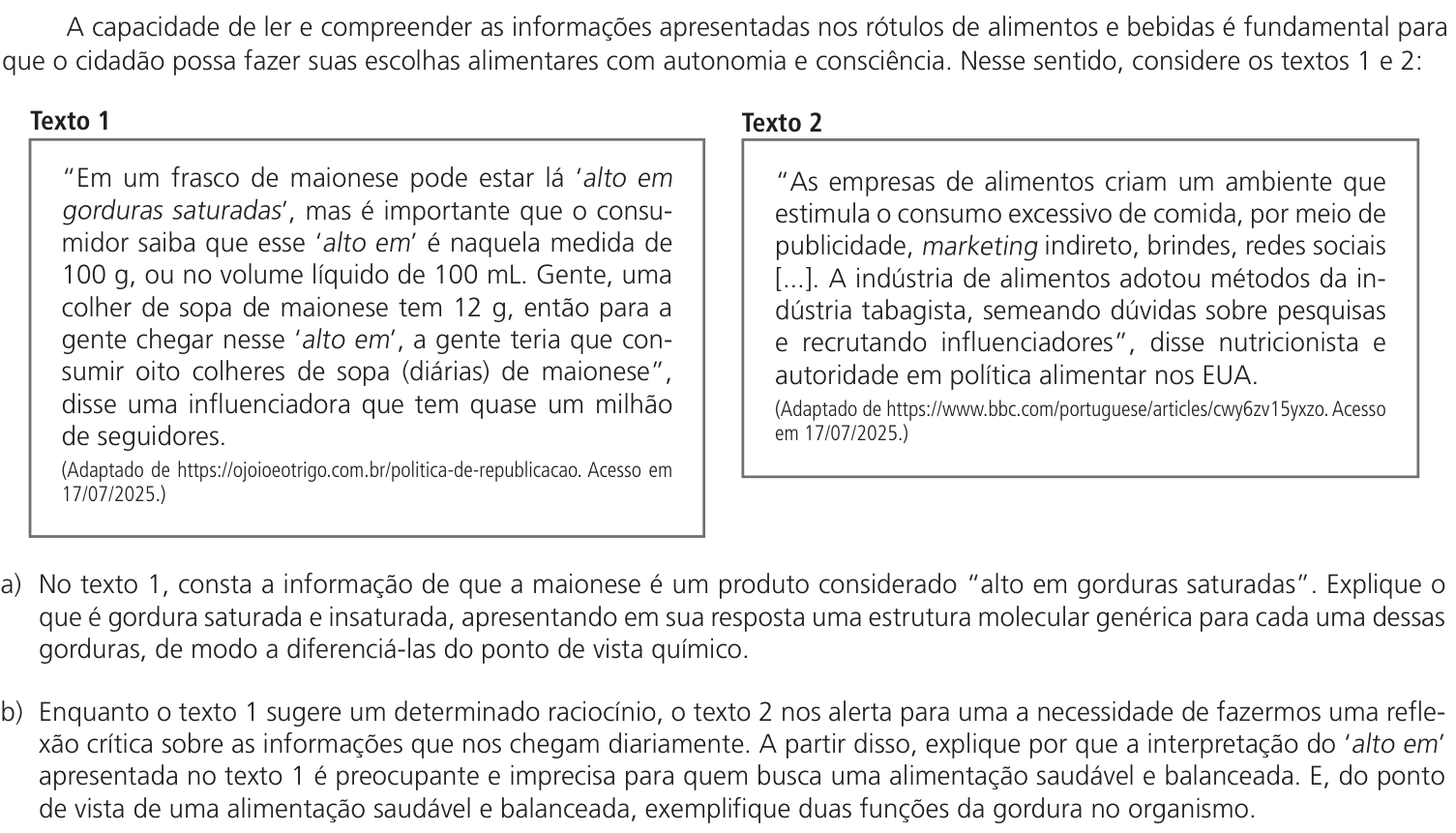 Questão 10 no caderno  da 2ª fase da UNICAMP 2026