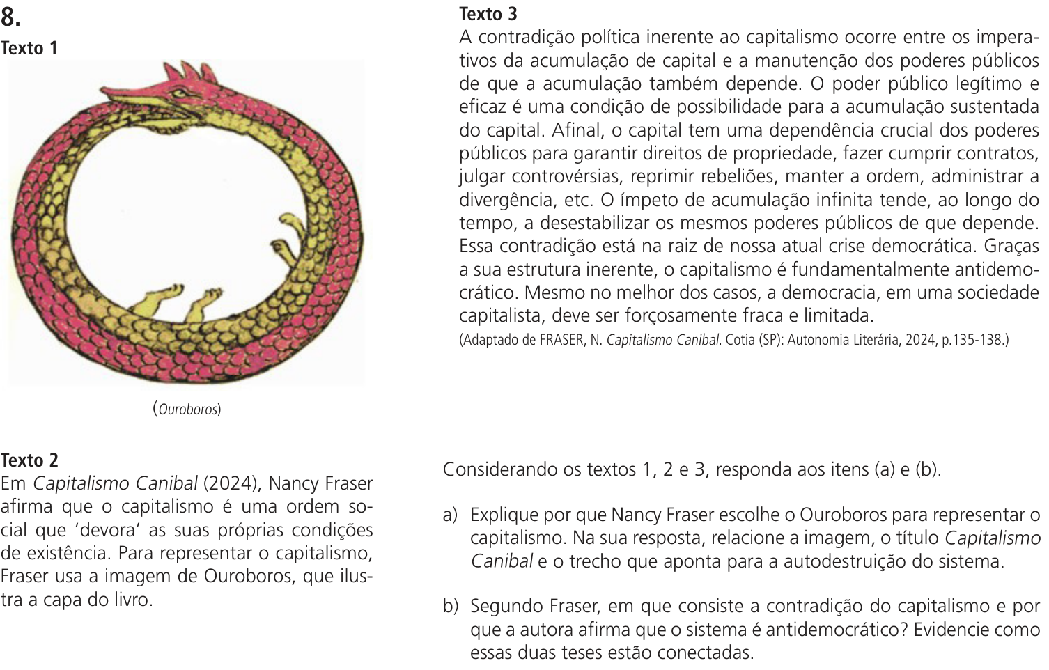 Questão 8 no caderno CH da 2ª fase da UNICAMP 2026
