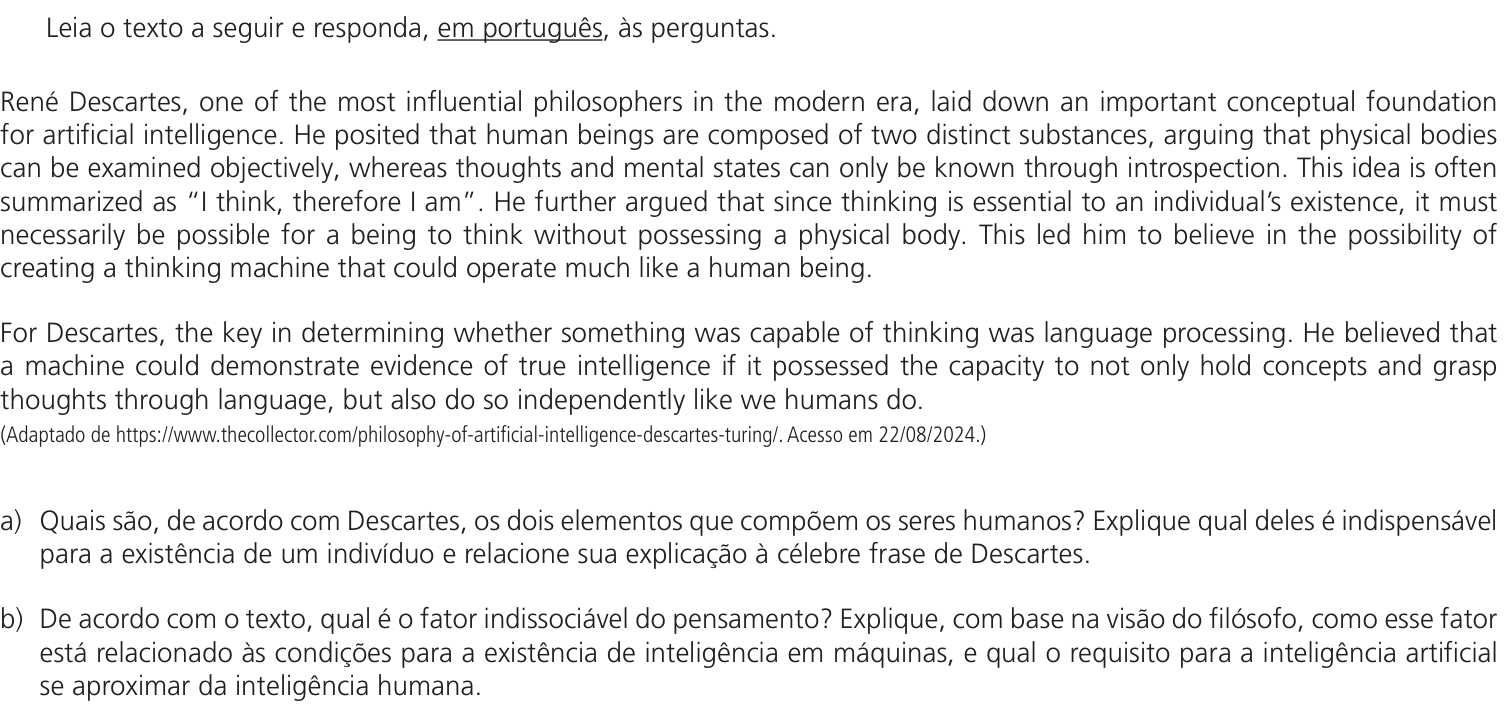 Questão 8 no caderno  da 2ª fase da UNICAMP 2025