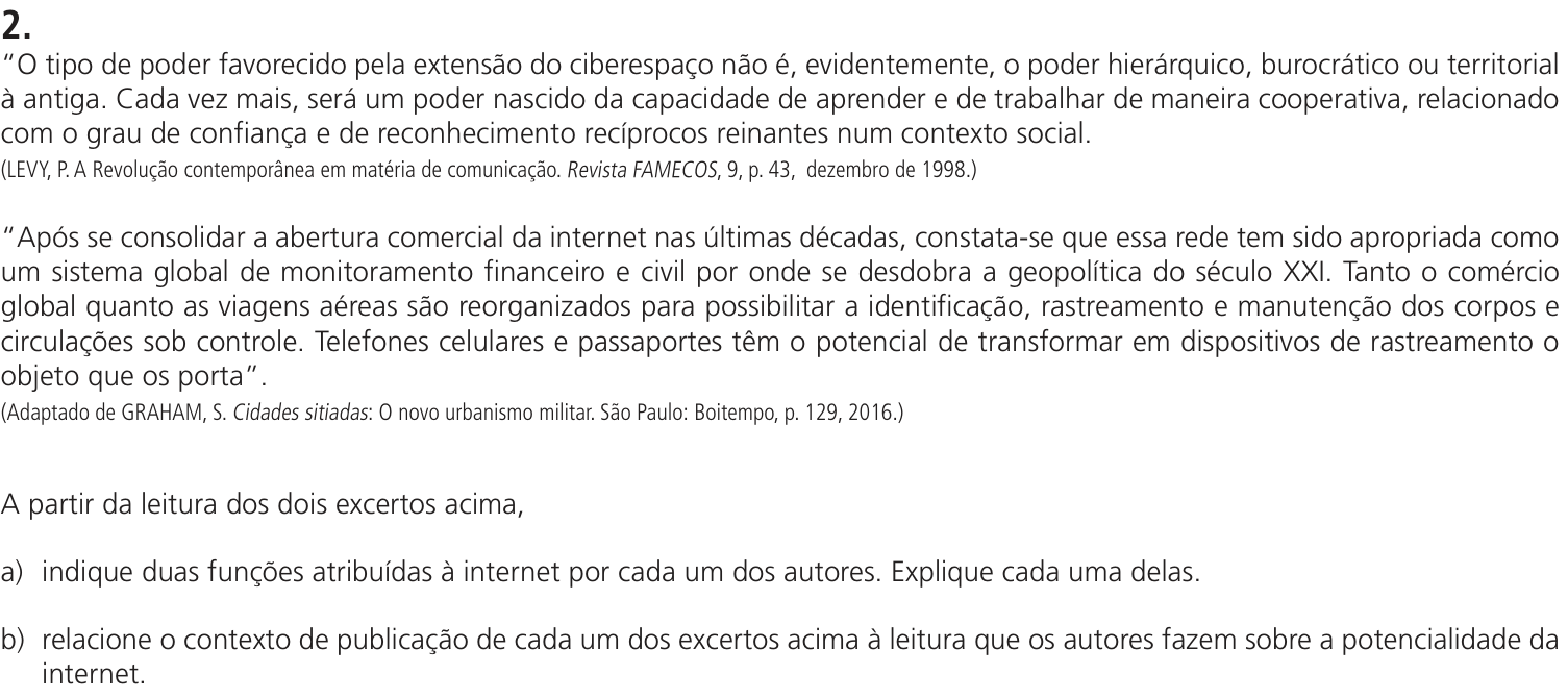 Questão 2 no caderno CB da 2ª fase da UNICAMP 2025
