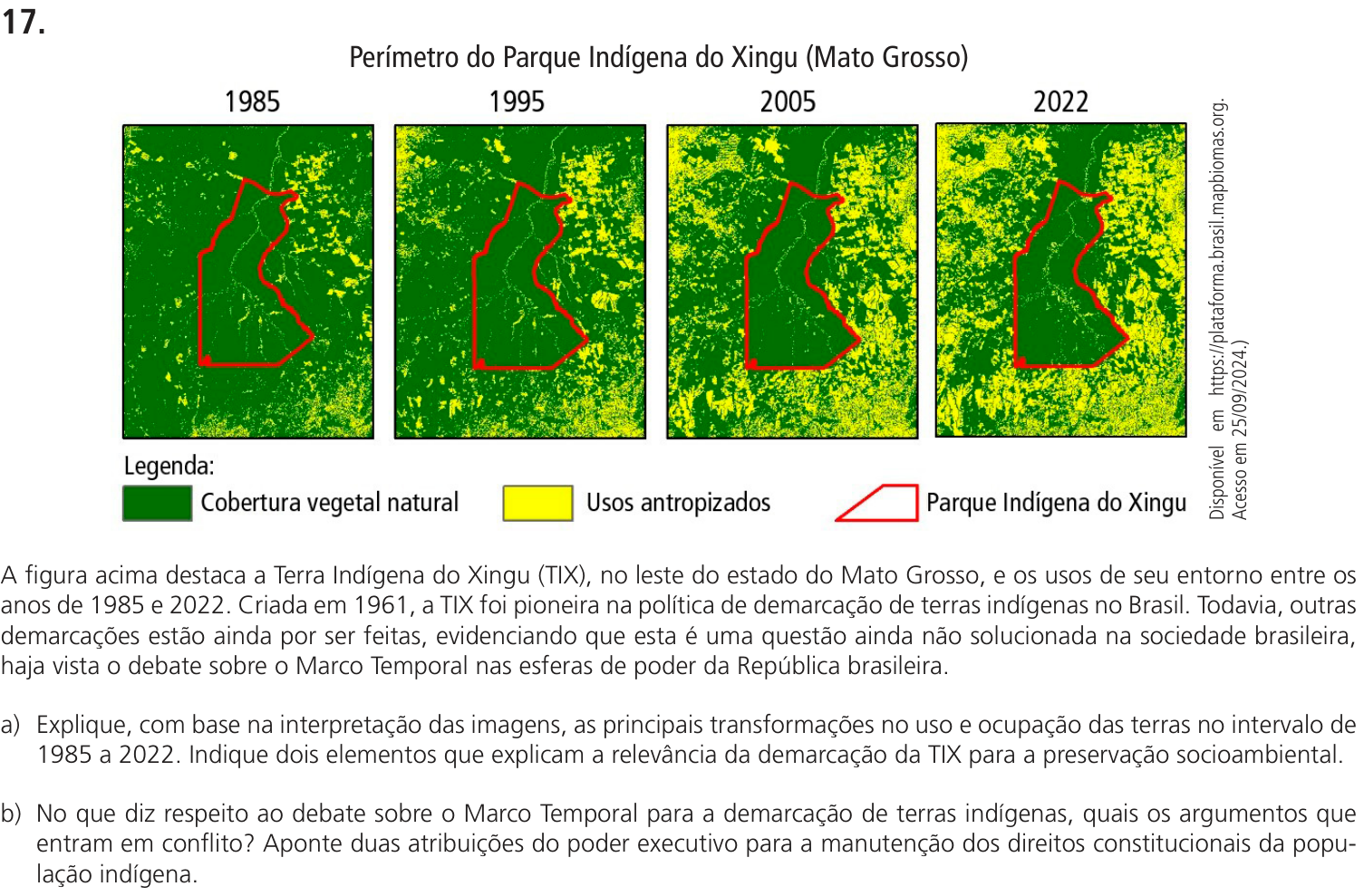 Questão 17 no caderno CH da 2ª fase da UNICAMP 2025
