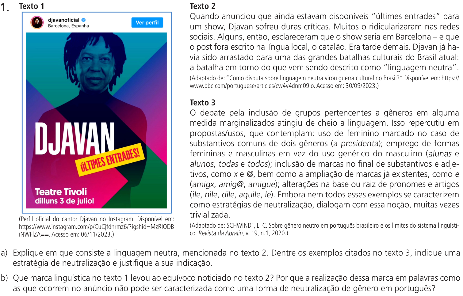 Questão 1 no caderno  da 2ª fase da UNICAMP 2024