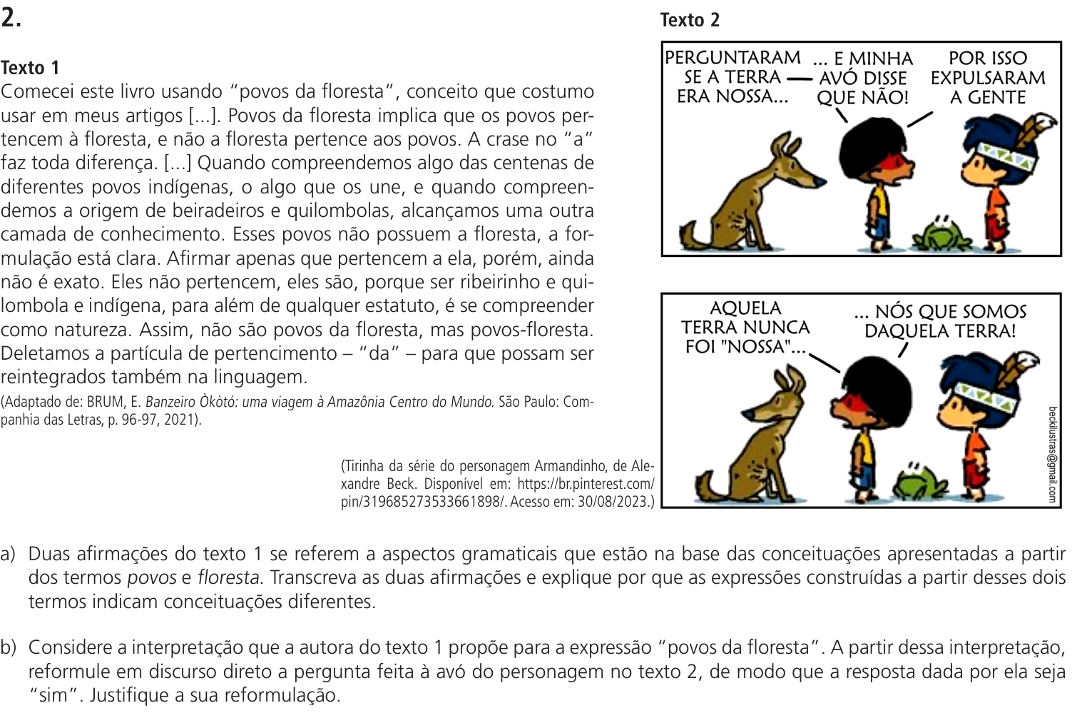 Questão 2 no caderno  da 2ª fase da UNICAMP 2024