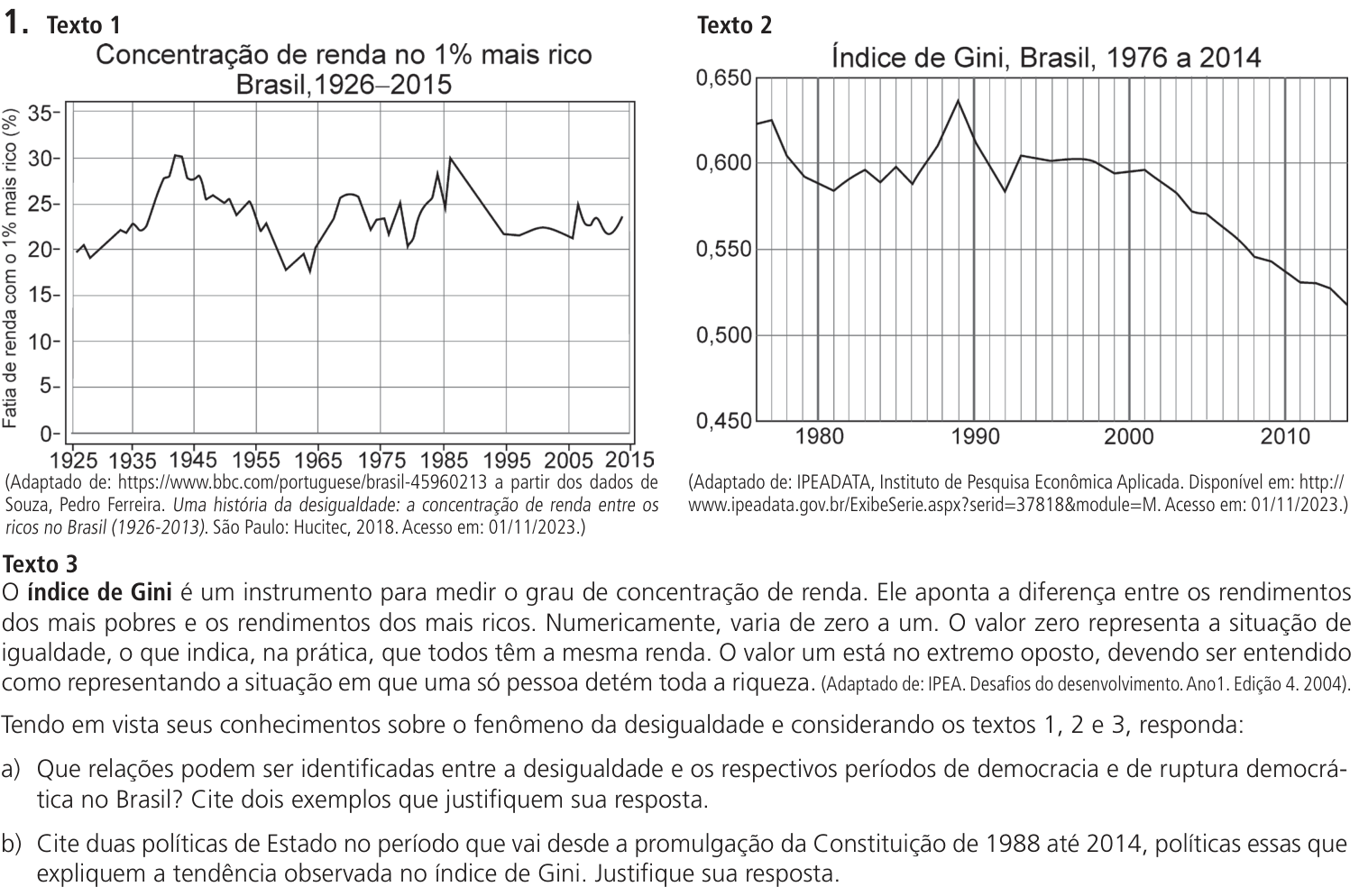 Questão 1 no caderno CB da 2ª fase da UNICAMP 2024