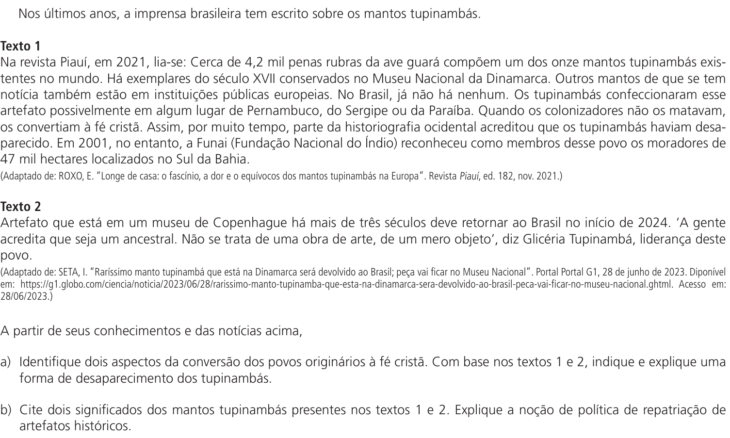 Questão 9 no caderno CH da 2ª fase da UNICAMP 2024