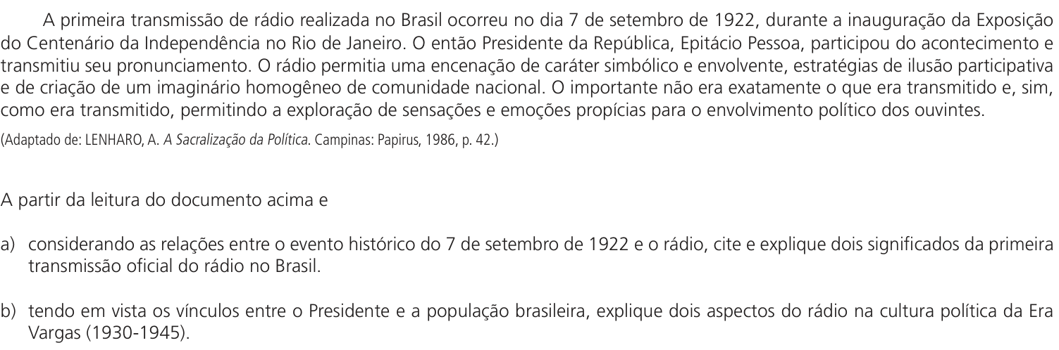 Questão 19 no caderno CH da 2ª fase da UNICAMP 2023