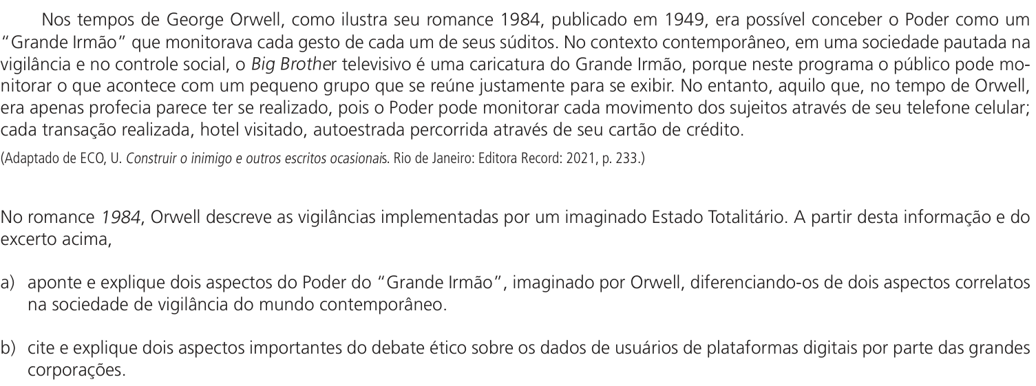 Questão 20 no caderno CH da 2ª fase da UNICAMP 2023