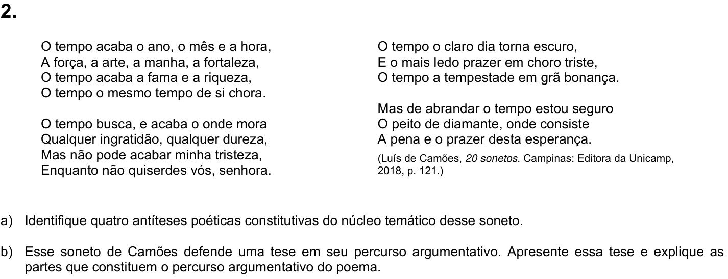 Questão 2 no caderno  da 2ª fase da UNICAMP 2022