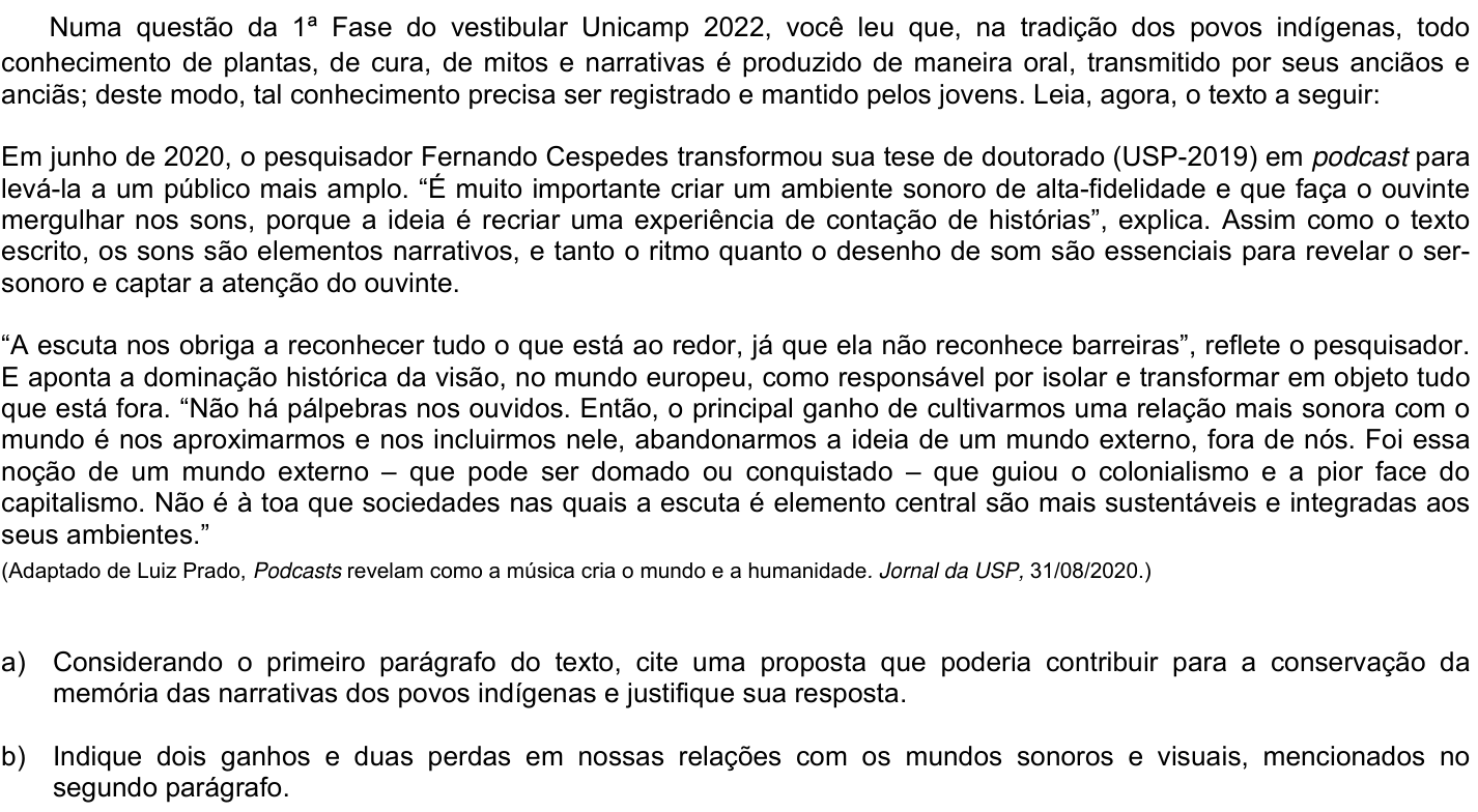 Questão 6 no caderno  da 2ª fase da UNICAMP 2022