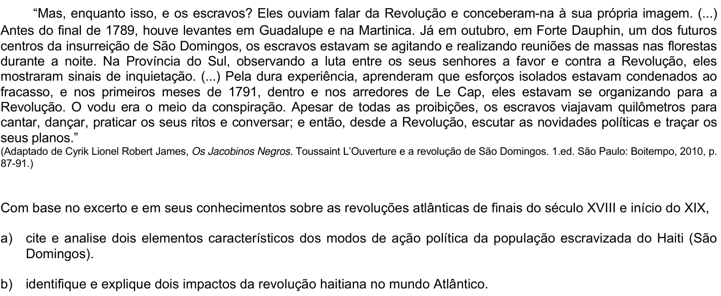 Questão 12 no caderno CH da 2ª fase da UNICAMP 2022
