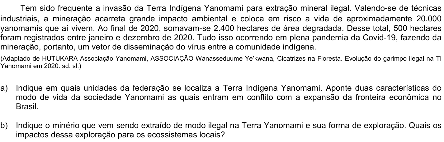 Questão 19 no caderno CH da 2ª fase da UNICAMP 2022