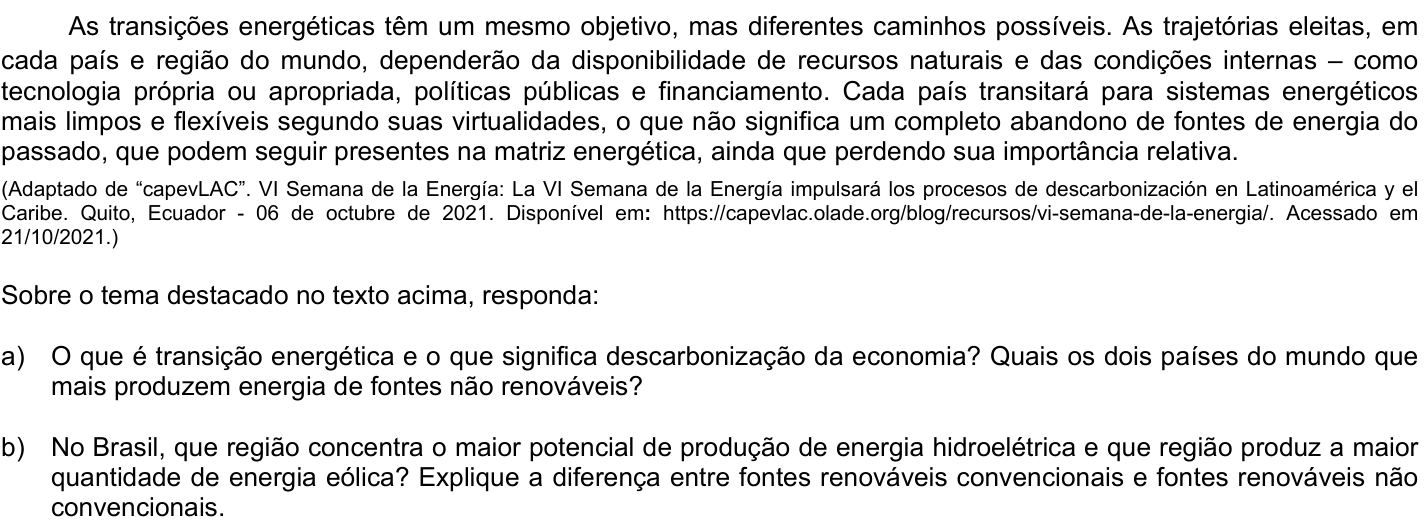 Questão 21 no caderno CH da 2ª fase da UNICAMP 2022