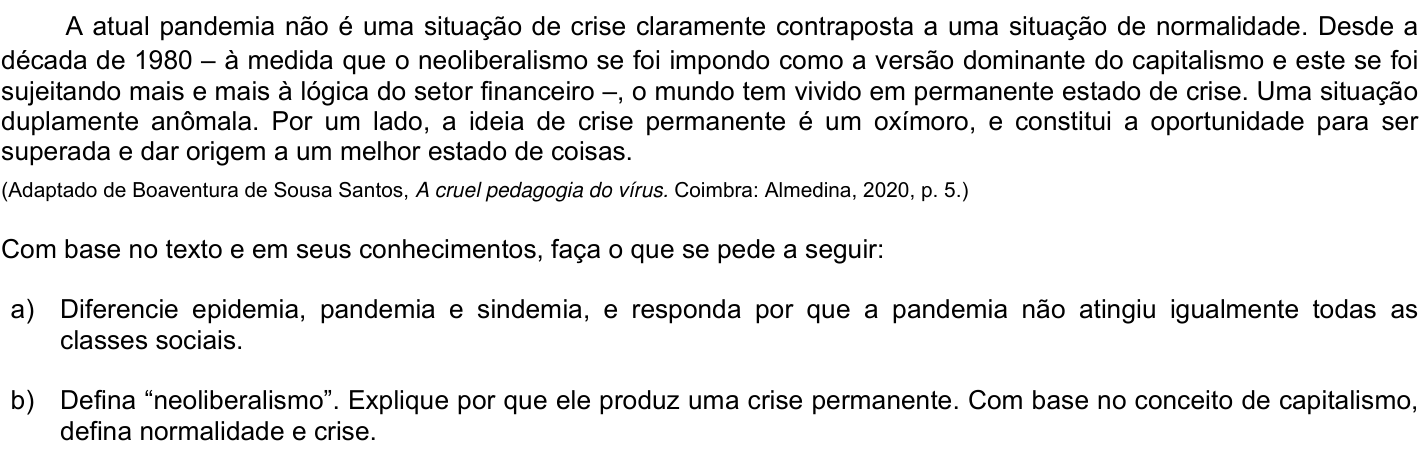 Questão 22 no caderno CH da 2ª fase da UNICAMP 2022
