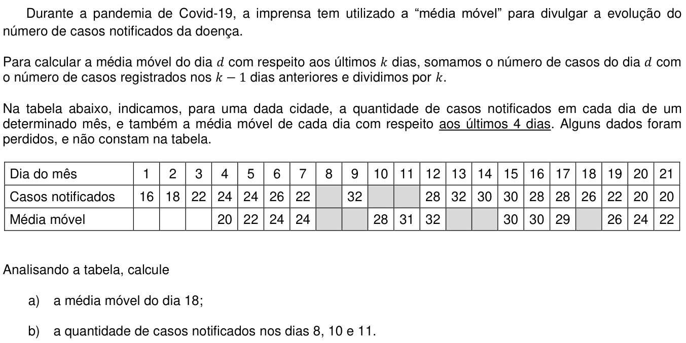 Questão 5 no caderno CB da 2ª fase da UNICAMP 2021