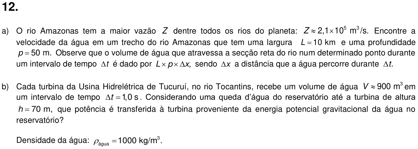 Questão 12 no caderno CE da 2ª fase da UNICAMP 2021