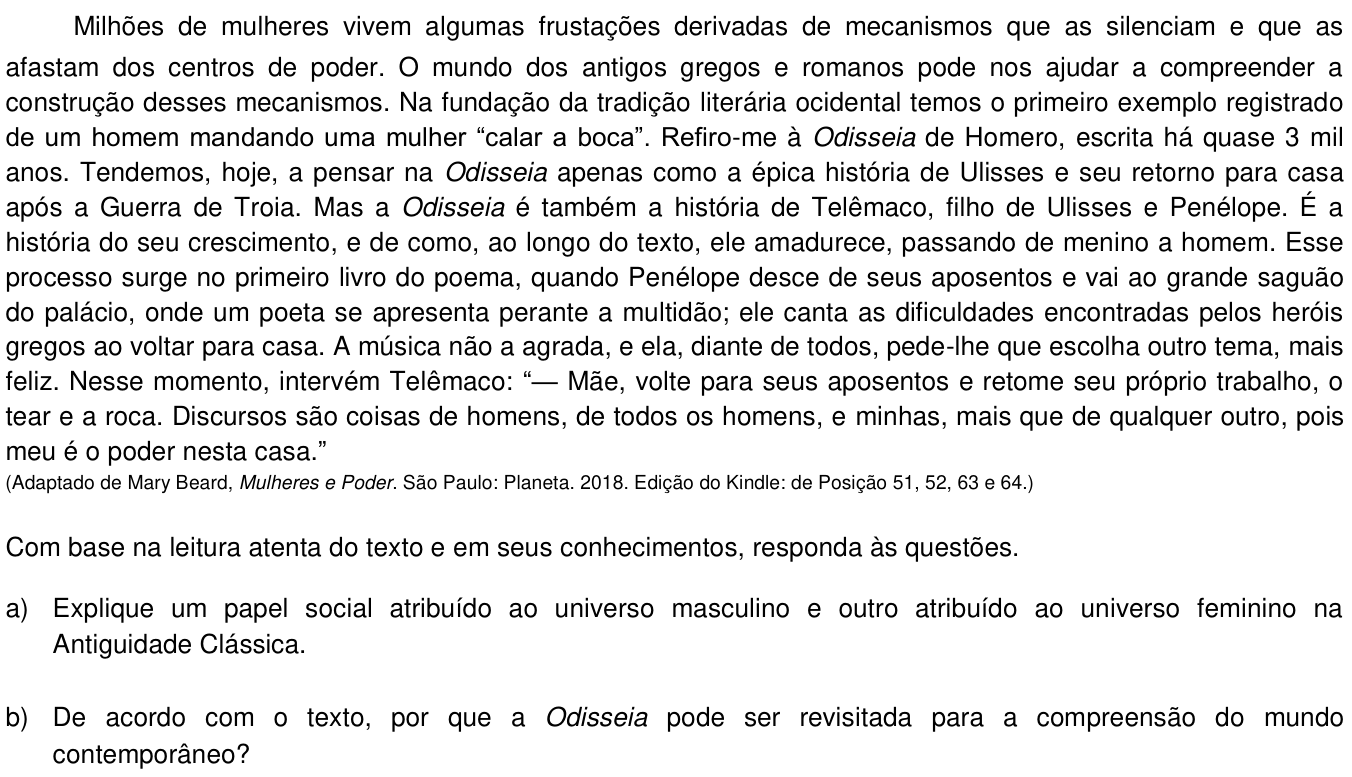 Questão 11 no caderno CH da 2ª fase da UNICAMP 2021