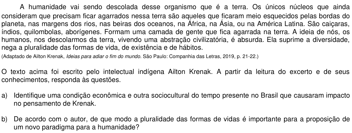 Questão 16 no caderno CH da 2ª fase da UNICAMP 2021