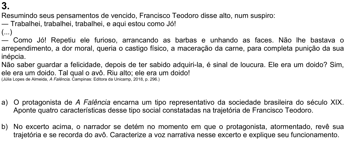 Questão 3 no caderno  da 2ª fase da UNICAMP 2020