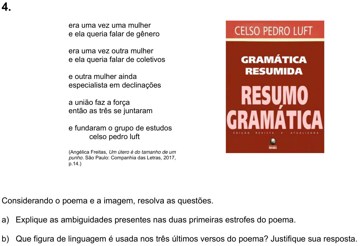Questão 4 no caderno  da 2ª fase da UNICAMP 2020
