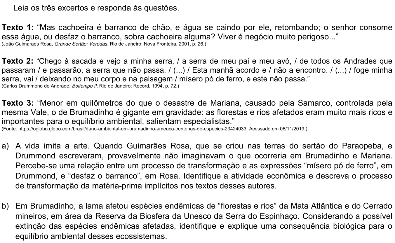 Questão 3 no caderno CB da 2ª fase da UNICAMP 2020