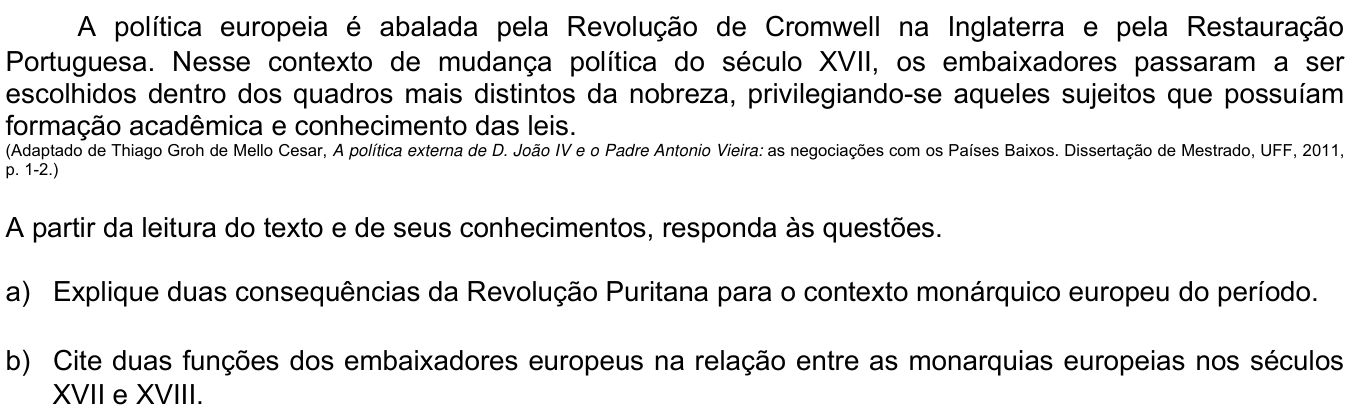 Questão 13 no caderno CH da 2ª fase da UNICAMP 2020