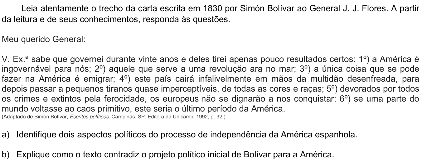 Questão 14 no caderno CH da 2ª fase da UNICAMP 2020