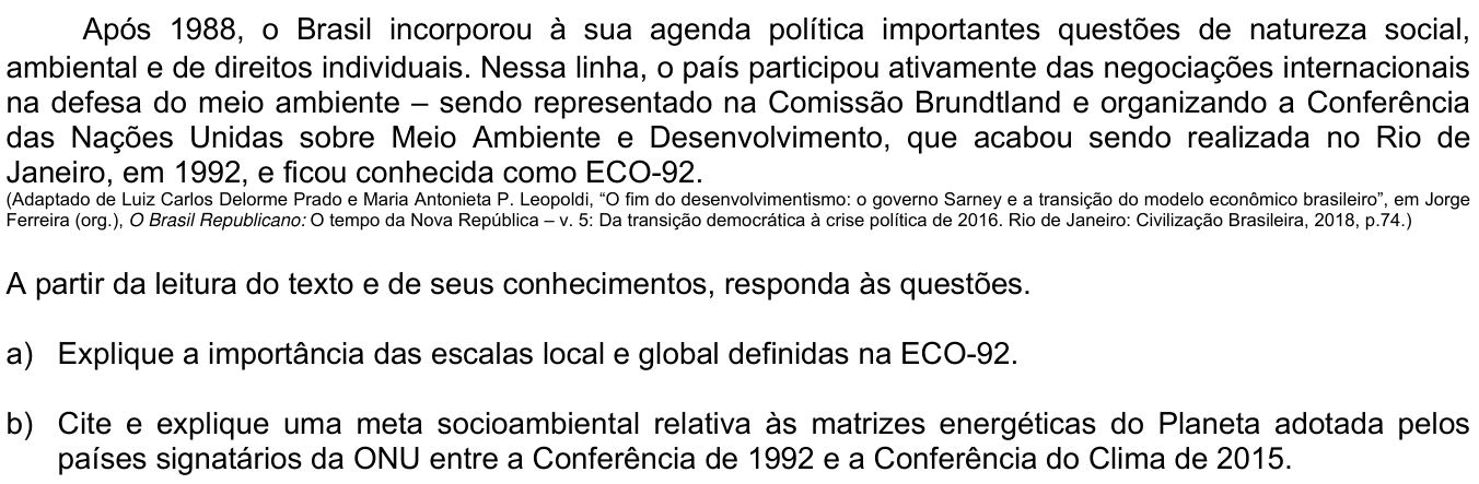 Questão 15 no caderno CH da 2ª fase da UNICAMP 2020