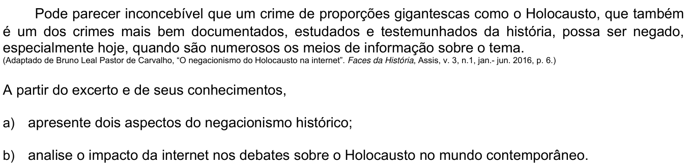 Questão 16 no caderno CH da 2ª fase da UNICAMP 2020