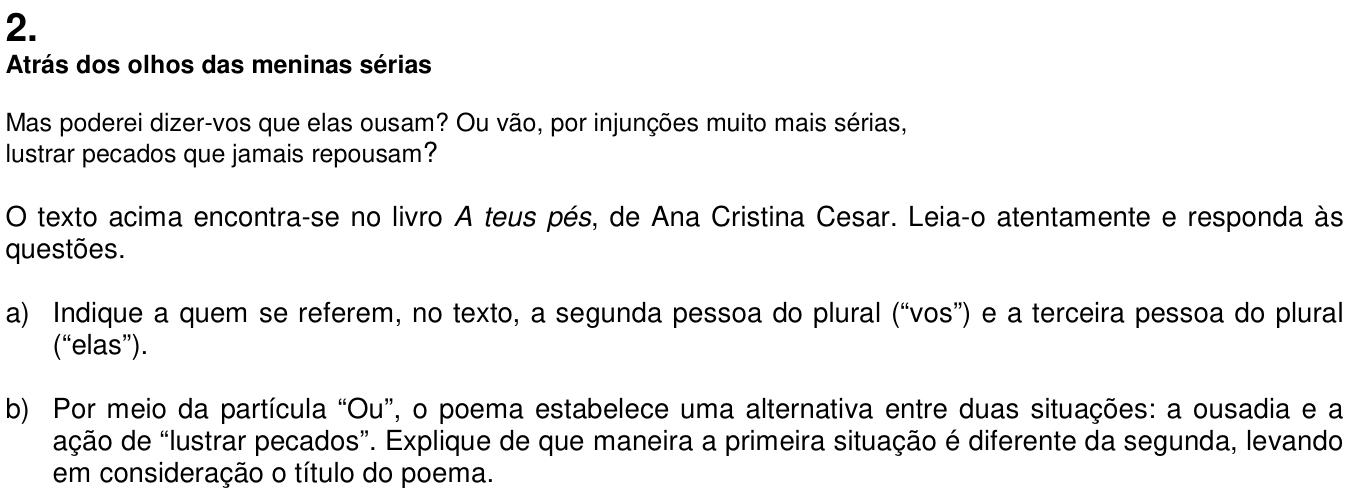Questão 2 no caderno  da 2ª fase da UNICAMP 2019