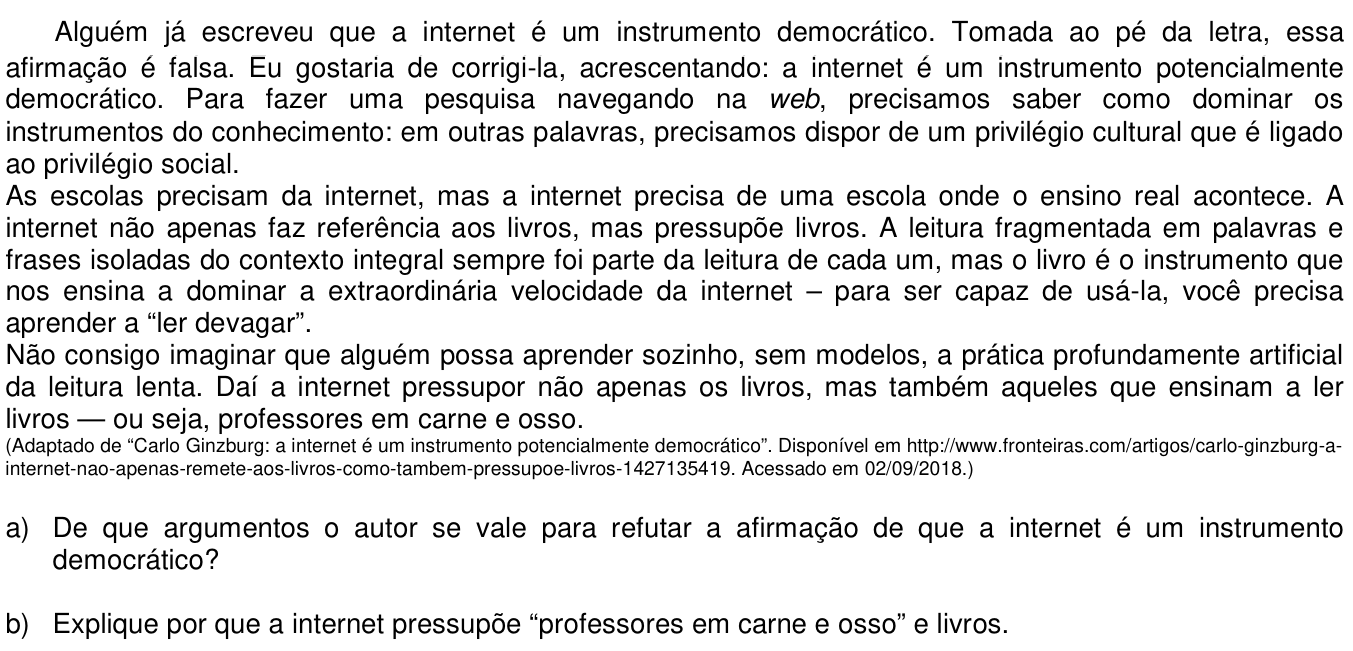 Questão 5 no caderno  da 2ª fase da UNICAMP 2019
