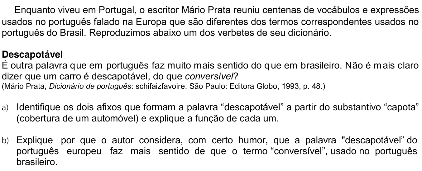Questão 1 no caderno  da 2ª fase da UNICAMP 2018